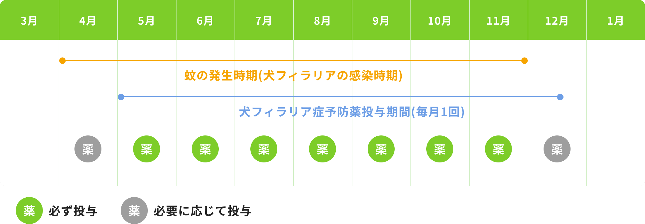 フィラリア予防期間の図